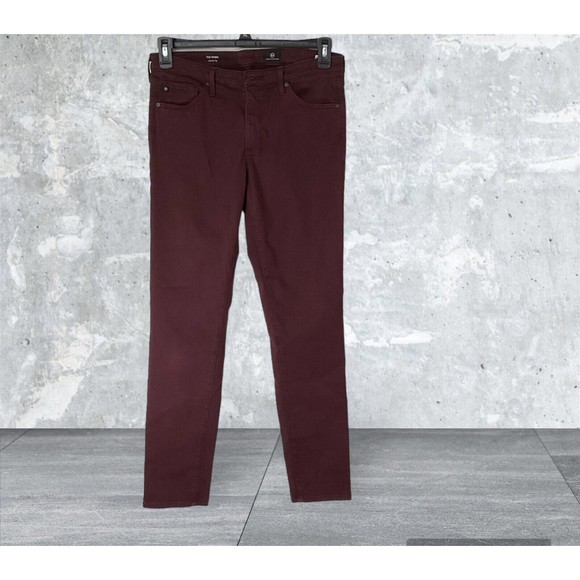 AG Adriano Goldschmied 29R Women's Maroon The Prima Mid Rise Skinny Made In USA - Picture 1 of 9